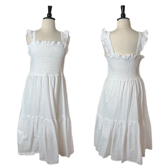 Eloquii Midi Dress Smocked Top Ruffle Sleeve Tier Hem Women’s Plus Size 22/24 - Picture 11 of 11